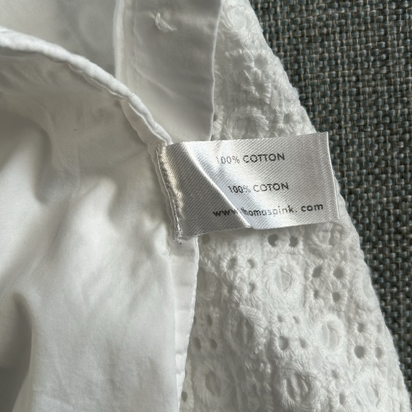 PINK Thomas Pink London Carmen crisp white lace front button-up blouse size 10 - Picture 8 of 13